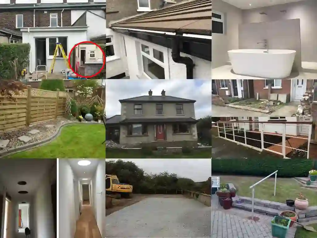 9 Photos of our work as a Building Contractor in the Bangor, North Down Area - eg a house extension, Foundations for Stables, A House Renovation